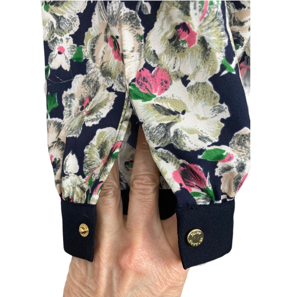 Juicy Couture Long sleeve Navy Floral baby doll dress Size 4 - Picture 5 of 9